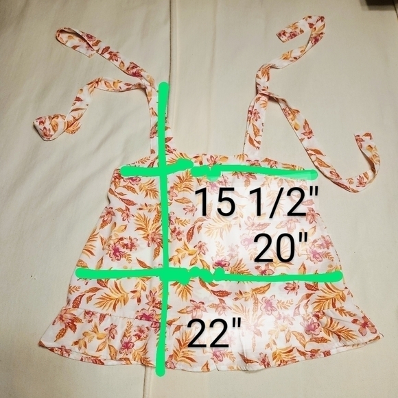 Hippie Rose Floral Tie Strap Smocked Top Ivory Orange Medium - Picture 12 of 12